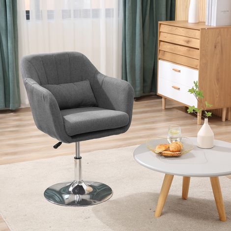 Sedia da ufficio girevole in poliestere grigio scuro con supporto lombare, braccioli, altezza regolabile 60 x 60 x 79-91 cm (1/5)