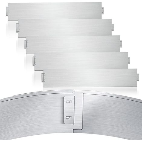 SWANEW Bordure de jardin Bordure de pelouse Bordure de gazon Galvanisé Métal Bordure de chemin Bordure de parterre Argent 100x18cm 5m