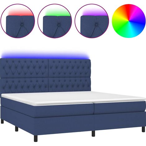 Maison Exclusive - Letto a Molle Materasso e LED Blu 200x200cm in Tessuto (1/5)