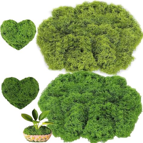 Künstliches Moos – 200 g – Realistisches Nylon – Langlebige Dekoration – Für Bonsai und begrünte Wände – Hell- und Dunkelgrün (1/5)