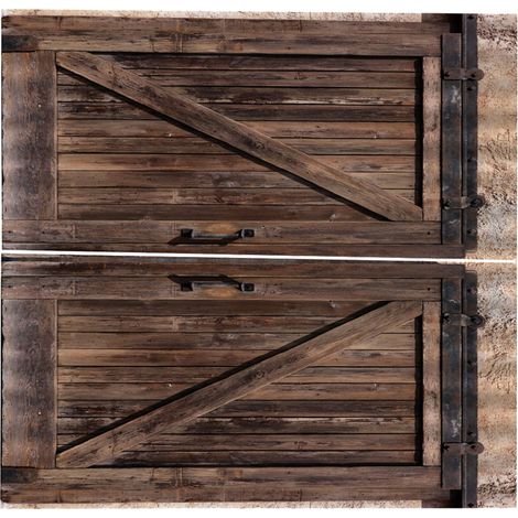 Rideau imprimé style porte en bois pour salon/chambre, 170 x 200 cm (1/5)