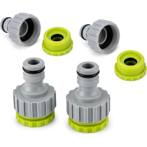 Raccord Tuyau Arrosage - Lot de 4 - PP - Adaptateur 2 en 1 - Jardin et Lavage - Vert (1/5)