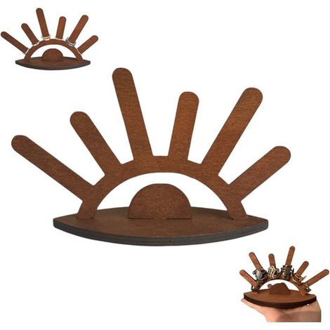 1 pièce - Présentoir à bagues - Rangement pour bagues - Objets et ornements en bois - Support à bijoux - Bois - Présentoir à bijoux - Porte-bijoux - Marron - Porte-bijoux pour colliers marron (1/5)