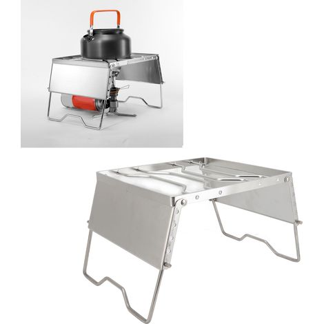 Support de barbecue pliable multifonctionnel en acier inoxydable résistant au vent, support pour réchaud, porte-casseroles portable pour pique-nique (1/5)