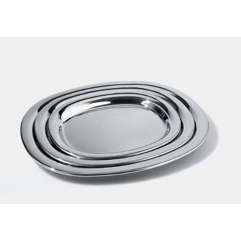 Alessi Piatto da Portata in Acciaio Lucido 30 x 24 Cm – Vassoio Elegante per Servizio Tavola