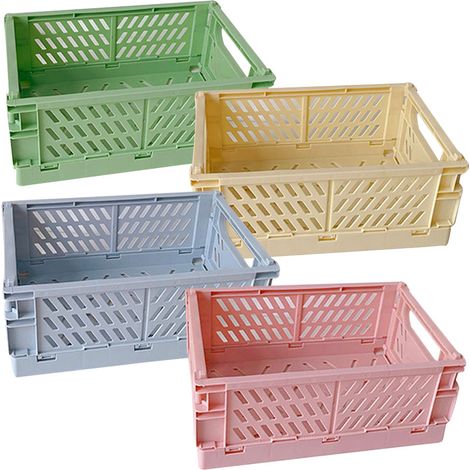 Panier De Rangement Plastique - 25 x 16,5 x 10 cm - Pliable Et Empilable - Pour Cuisine Bureau Chambre - Lot De 4 (1/5)