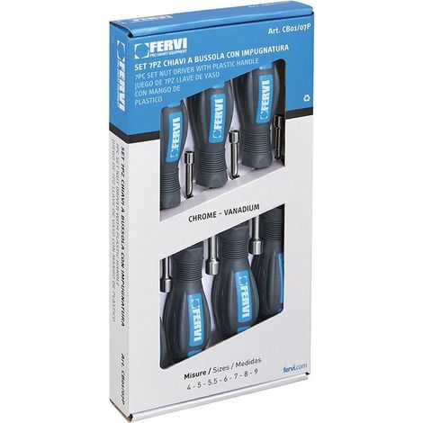 Jeu de 7 cles tournevis a douille 4 - 9 mm avec manche (1/2)
