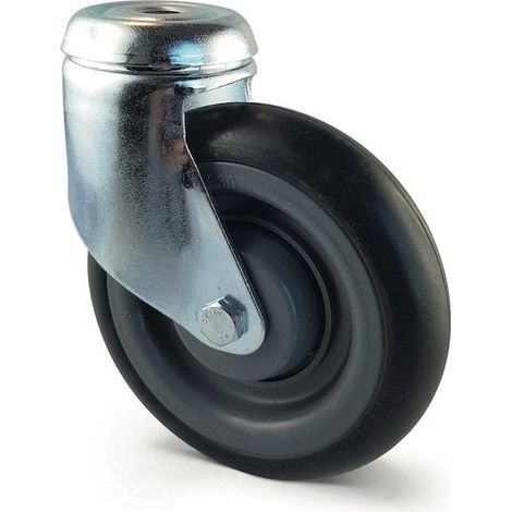 Roulette CADDISTAR pivotante OEIL Ø 125 mm Caoutchouc GRIS à ROULEMENT (1/2)