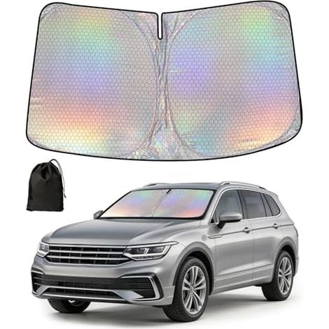 Sonnenschutz Auto Frontscheibe mit VW Tiguan, Windschutzscheibe Sonnenblende, Auto Sonnenschutz Frontscheibe Innen, Sonnenblende Vorne Faltbar, Blockiert UV-Schutz (1/5)