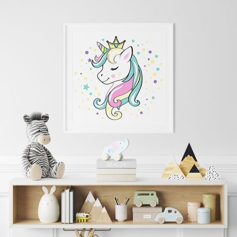 Poster / Affiche carrée Enfants - Bébé Licorne - 50x50 cm (1/3)