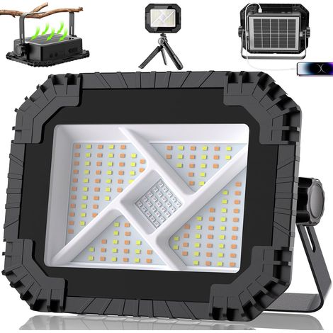 Projecteur LED Rechargeable 200W 20000mAh Projecteur Chantier Portable Solaire (1/5)