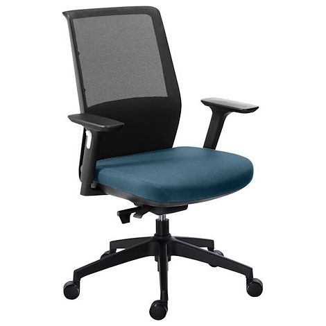Chaise de bureau Prega dossier maille avec accoudoirs réglables 3D - bleu - Maxiburo (1/5)