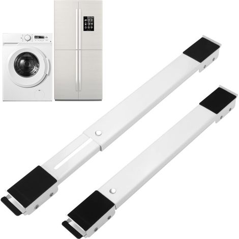 2 Pièces Base de machine à laver,Support Machine a Laver Réglable,Avec caoutchouc antidérapant,Convient aux machines à laver, réfrigérateurs, canapés et armoires. Peut supporter 300 kg (Blanc) (1/5)