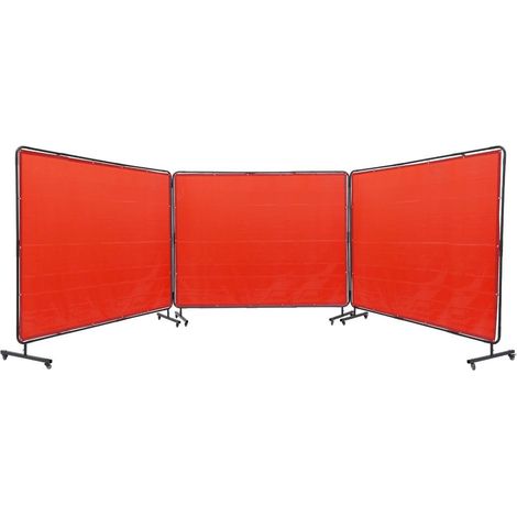 Pour Industrie et Atelier Rideau de Protection Soudure 3 Panneaux Vinyle Ignifuge 1,8x2,4 m Mobile 12 Roues Rouge (1/5)
