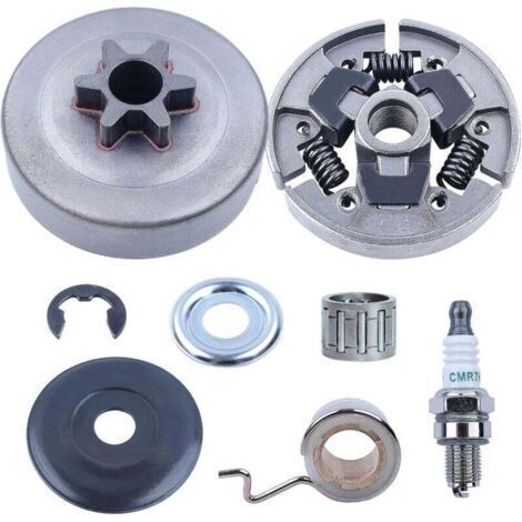 Sprocket and Clutch Kit for STIHL MS211 MS181 MS171 Chainsaw, Clutch Drum + Sprocket + Spark Plug + Bearing + Worm Gear + Washer Spare Parts 8 in 1 (1/4)