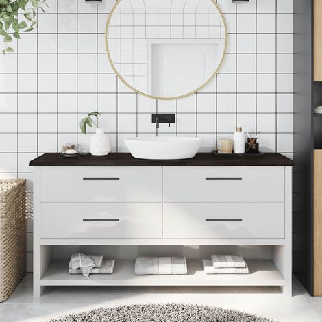 Waschtischplatte Dunkelbraun 160x40x(2-4)cm Massivholz