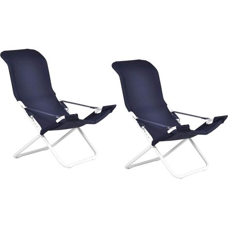 Sedia sdraio fiam fiesta telaio acciaio bianco con telo in blu 127PE BSBL x 2