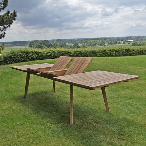 Table extensible rectangulaire teck massif 190/290 x 100 cm Flora XL (1/5)