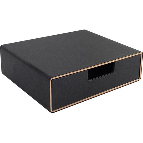 Aufbewahrungsbox aus PU-Leder und MDF für Dokumente und Bürobedarf, Schreibtisch-Organizer, Bürosekretär – Aufbewahrungssystem aus Faserplatte und Papier, schwarz.