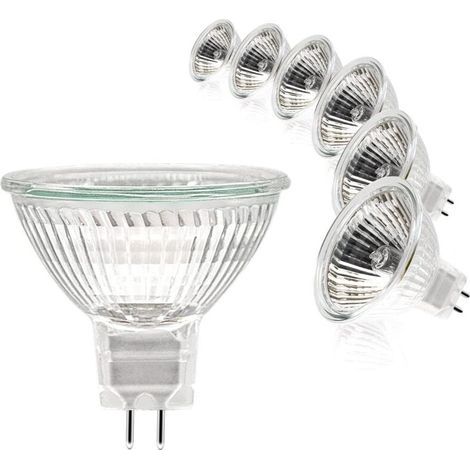 Ampoules Halogènes, Ampoule Spot MR16, Ampoule 12V 35W, Ampoule gu5.3 Ampoule MR16 Dimmable, 2 Broches Ampoules Halogène Blanc Chaud 2700K, Pack de 6 [Classe énergétique G] (1/4)