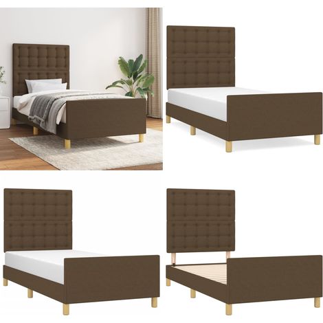 Cadre de lit sans matelas et tête de lit marron foncé 80x200cm - Cadre De Lit - Lit Avec Têtière - Literie - Meuble Chambre - Sommier - Home & Living (1/5)