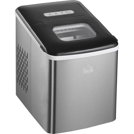 Ice Maker Machine Countertop, 9 Ice Cubes in 8 Mins, 12KG in 24Hrs, SelfCleaning Portable Ice Cube Maker w/ Adjustable Ice Size, Ice Scoop, Basket, Stainless Steel, No Plumbing Required, Black (1/5)