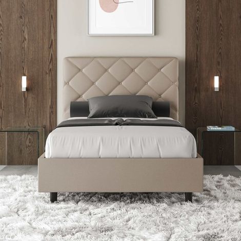 Letto 1 piazza e mezza PRIYA Tortora con rete contenitore 120x190 (1/5)
