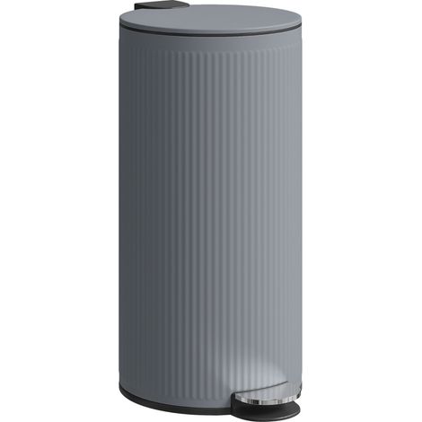 Cubo de basura con pedal 30 L, cierre suave, cubo interior metálico, gris oscuro (1/5)