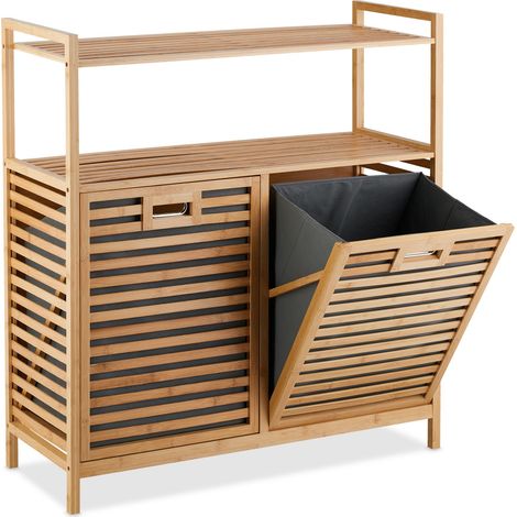 Mobile portabiancheria con 2 ripiani pratici portaoggetti per bagno 80 x 30 x 70 cm in bambù naturale 130015539