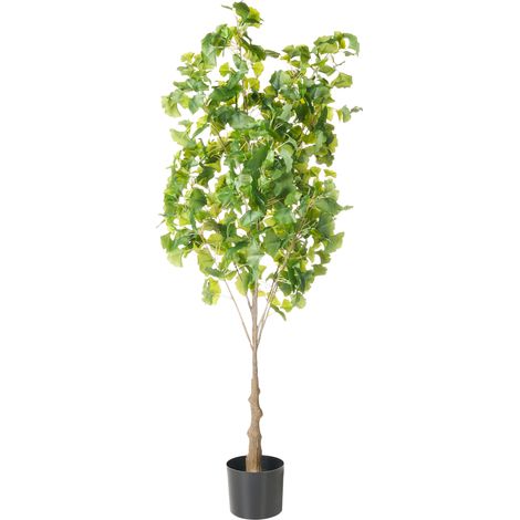 Planta artificial en maceta árbol decorativo falso ginkgo verde 150 cm Ginkgo Tree