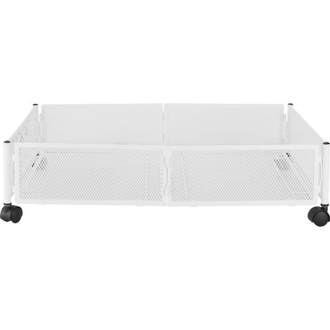 Rangement sous le lit haute résistance métal blanc pour maison - maximise chaque centimètre carré - gardez vos affaires bien ordonnées (1/5)