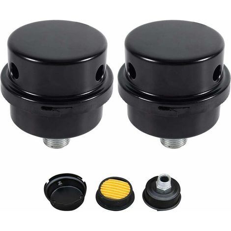 Compresseur d\'air Filtre Silencieux, 3/8" 16mm Male Filetage Metal Coque Air Compresseur Silencieux Filtre, Silencieux Fliter d\'admission en métal pour les chaudières à compresseur d\'air 2 Pcs (1/5)