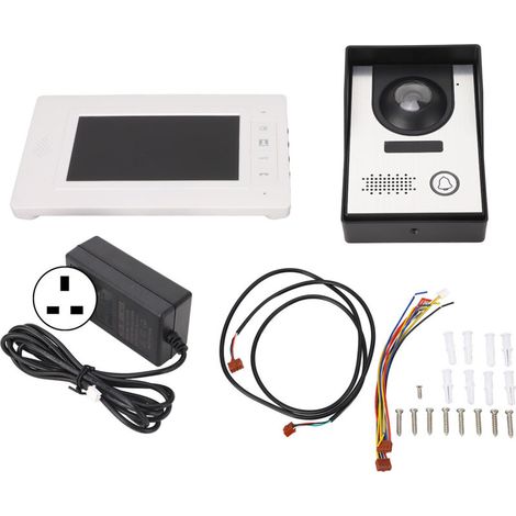 Sonnette Vidéo Filaire 7 Pouces avec Interphone et Vision Nocturne, Alimentation 100‑240V