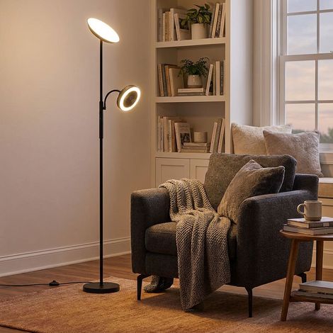Lampada da terra LED uplighter lampada da soggiorno dimmerabile metallo nero H 178 cm (1/5)