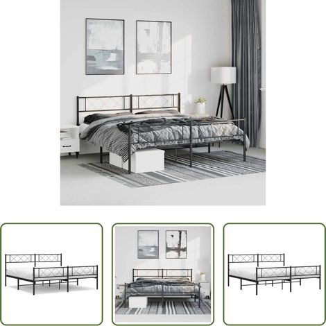 vidaXL Lit métallique - Cadre de lit métal sans matelas avec pied de lit noir 183x213cm (1/5)