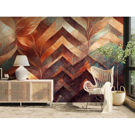 Papier peint art & déco – Motif feuilles cuivre - 150 x 250 cm (1/2)