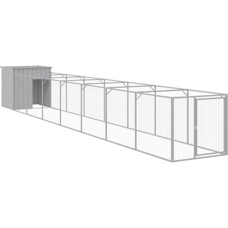 Caseta para perros con patio luminoso 110 x 813 x 110 cm gris 020043493