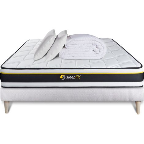 Komplettpaket Bett - Matratze 180x200 cm + Boxspringbett mit Lattenrost (im Set) + 2 Kopfkissen + Bettdecke - Soft (1/5)