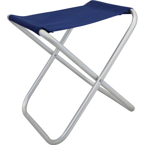 Taburete plegable azul asiento ligero estable de aluminio