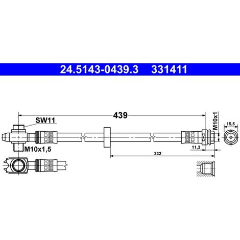 Flexible de frein ATE 24.5143-0439.3 AUDI 1J0 611 701 1J0 611 701 L
