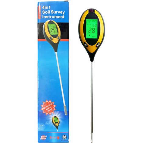 Testeur de Sol 4 en 1, Humidité, Température, pH et Luminosité pour Jardinage Professionnel (1/5)