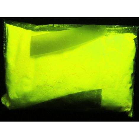 Pigmento Fotoluminescente Fosforescente in Polvere – 5 Colori Fluo che si Illuminano al Buio - Colore: Giallo Fluo - Peso: 20 Grammi