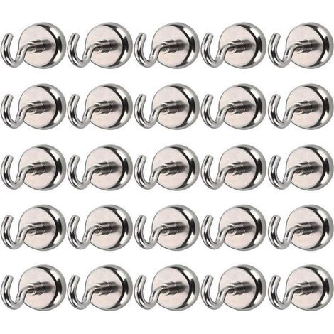 25 magnetische Haken mit Neodym-Magneten, sehr starke Haken für Küche, Bad, Schlafzimmer, Garage, Spind, Büro, Kühlschrank (1/4)