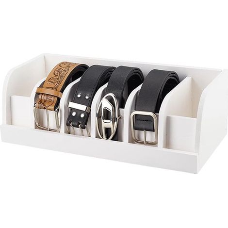 Boîte de rangement pour ceintures - Organisateur de ceintures à compartiments - Bois - Organisateur de ceintures multi-compartiments pour ceintures en cuir - Boîte de rangement et de présentation - Ce (1/5)