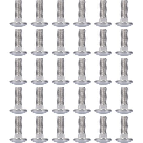 Lot de 30 vis à tête ronde colleret carrée A2-70 acier inoxydable DIN 603 pour industrie M10x30 (1/5)