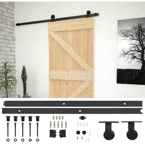 Puerta Corredera Natural y negro 80 x 210 cm vidaXL