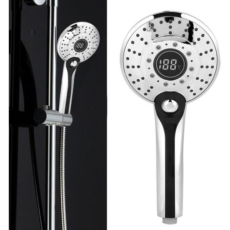 Digital Display Handheld Shower Head with 3 Color Temperature Control, LED Light, 3 Spray Modes MUMU