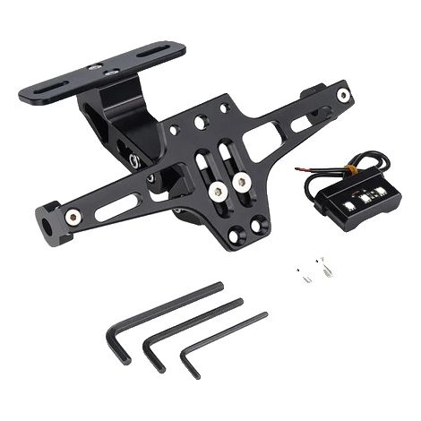 Supporto per targa, in lega di alluminio resistente, con funzione di illuminazione a LED, colore nero. (1/2)