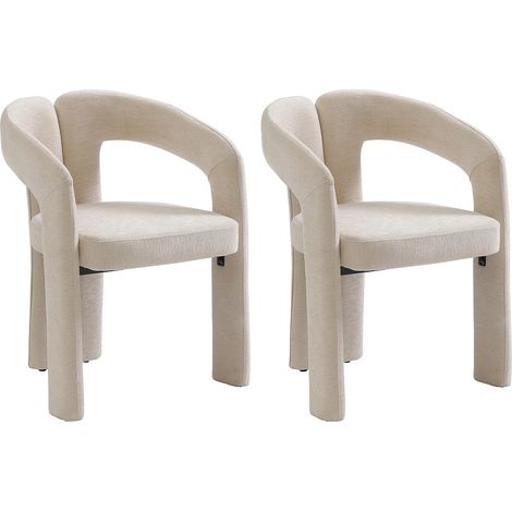 Lot de 2 chaises en tissu texturé - Beige - SAVINSKY (1/5)