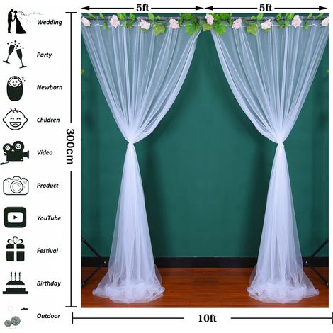 Décoration de rideaux pour mariage, chambre, rideau en maille semi-transparente d'extérieur - couleur champagne, rideau prêt à poser de 1,5 x 3 m. (1/5)